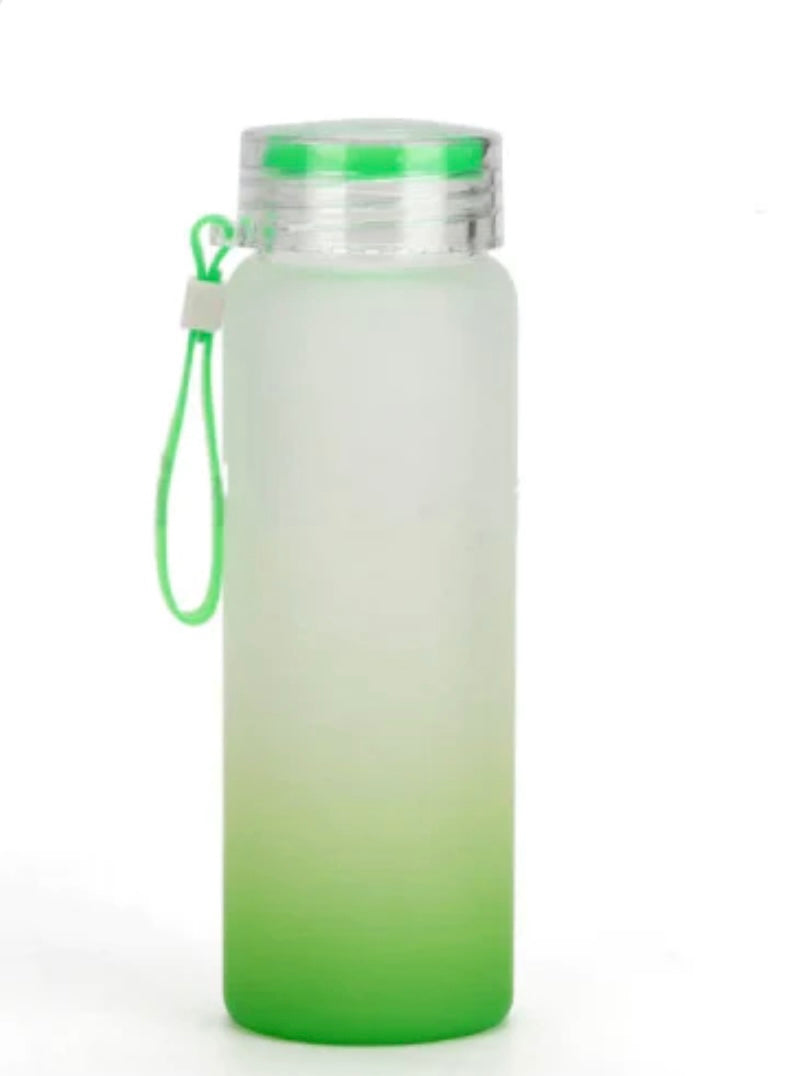 Custom Frosted Ombre Gradient Glass Water Bottle 500ml/16.9oz