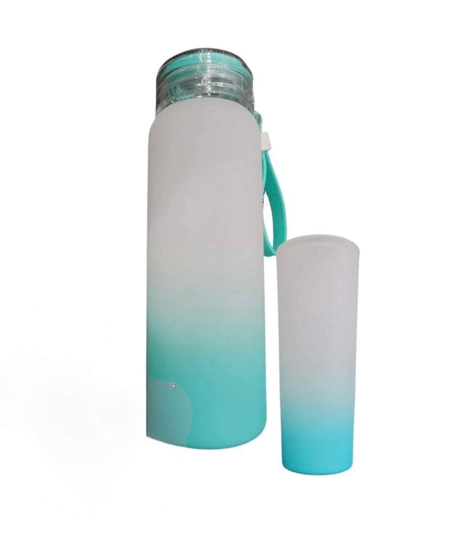 Custom Frosted Ombre Gradient Glass Water Bottle & Shot Glass Set