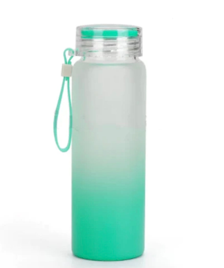 Custom Frosted Ombre Gradient Glass Water Bottle 500ml/16.9oz