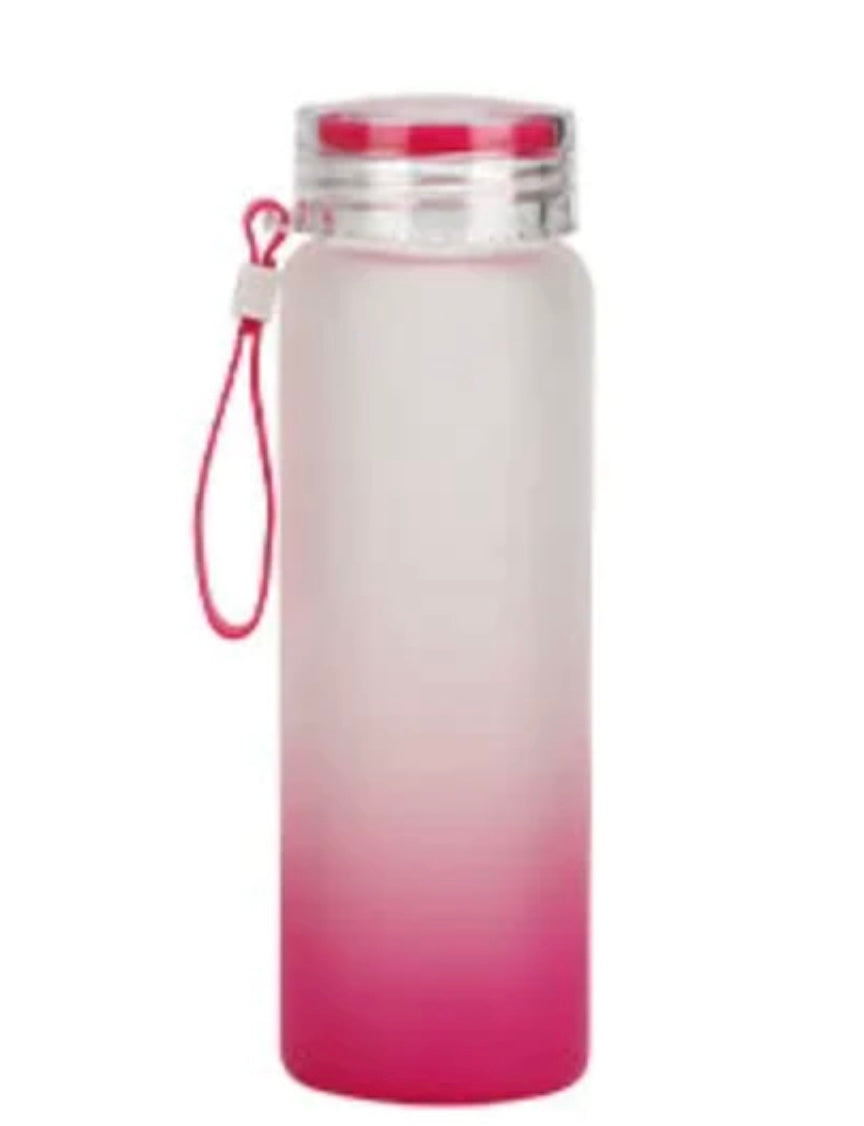 Custom Frosted Ombre Gradient Glass Water Bottle 500ml/16.9oz