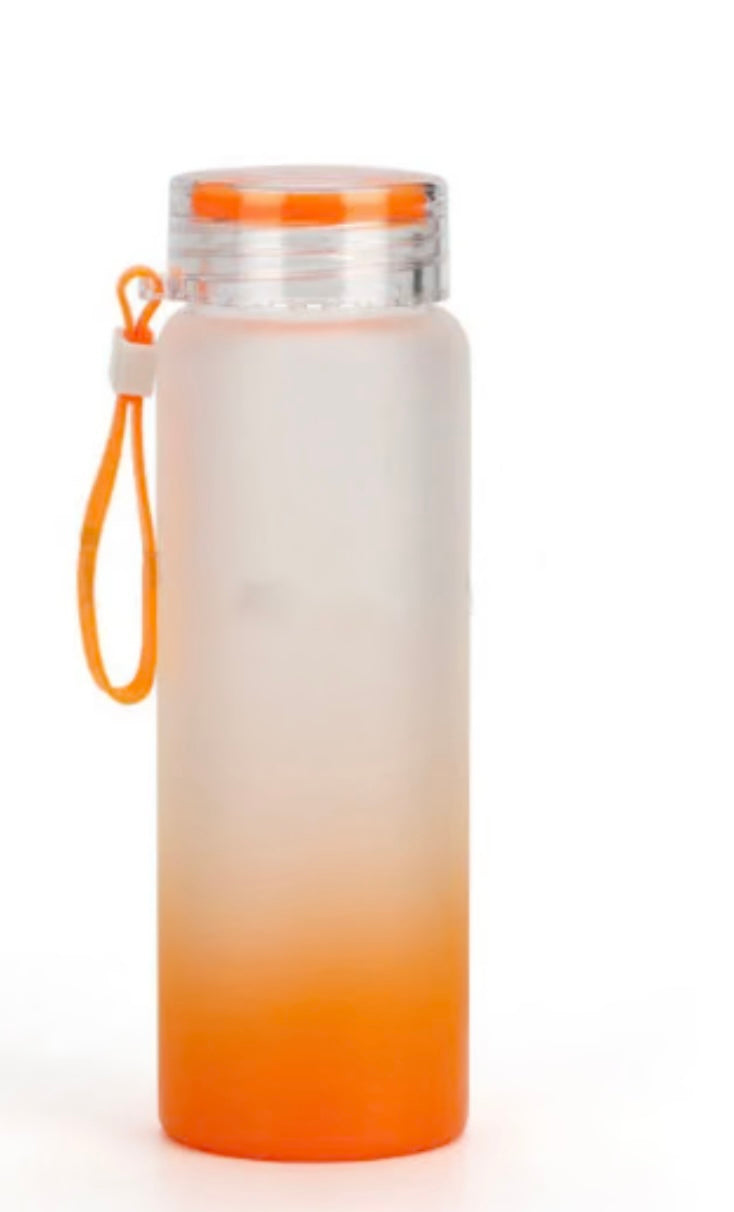 Custom Frosted Ombre Gradient Glass Water Bottle 500ml/16.9oz