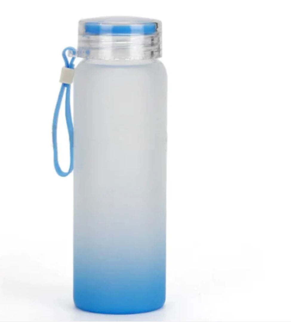 Custom Frosted Ombre Gradient Glass Water Bottle 500ml/16.9oz