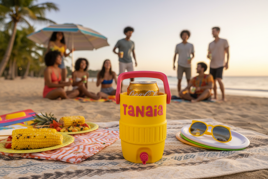12 oz Soda Can Cooler outdoor party mockup