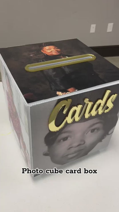 Custom Photo Cube Card Box – Wedding, Graduation & Party Card Holder Display (5 Photo Panels)
