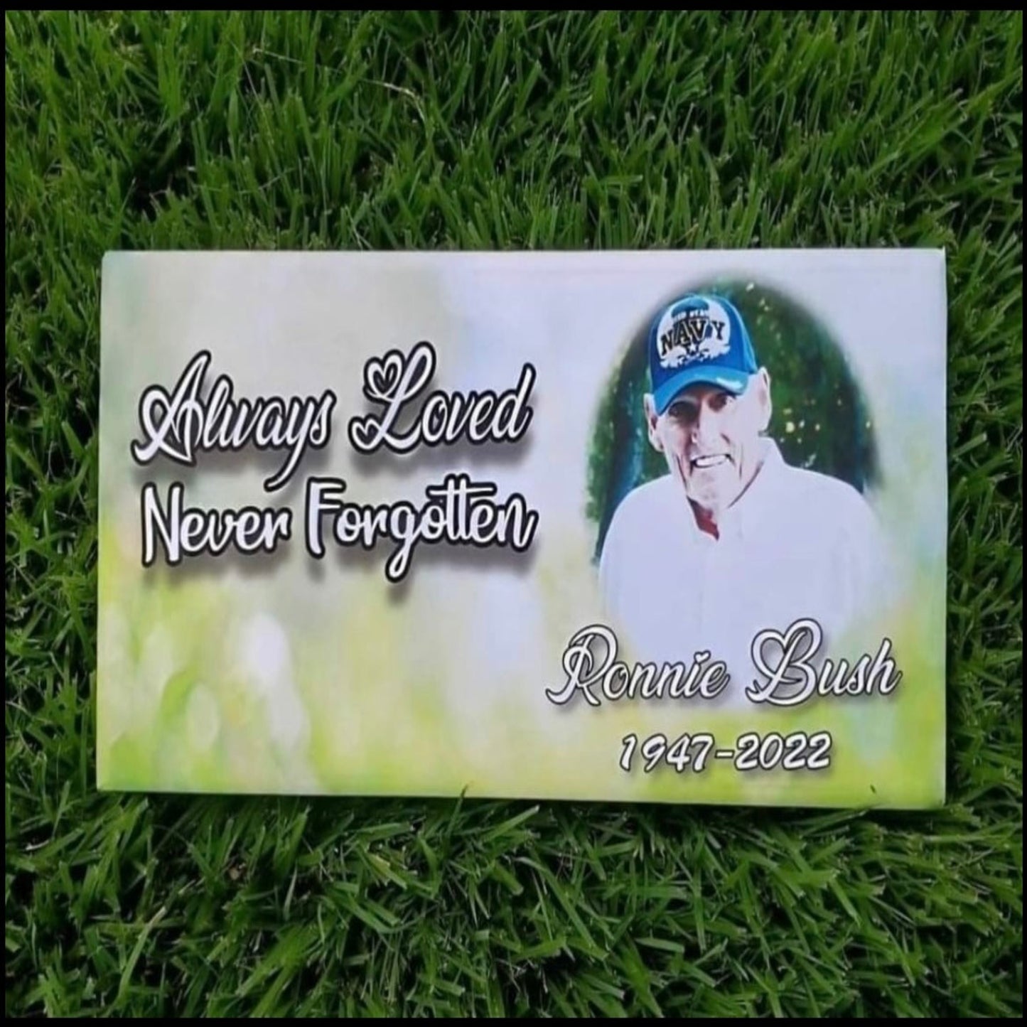 22x12 Inch Photo Engraved or Vinyl Wrapped Personalized Headstone Gravestone Memorial Marker